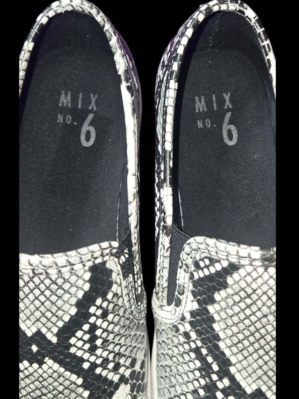 Mix No. 6 Women's Snake-Print Slip-On Sneakers - Black White - Picture 2 of 7